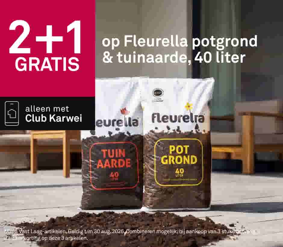 2+1 gratis op Fleurella potgrond & tuinaarde, 40 liter