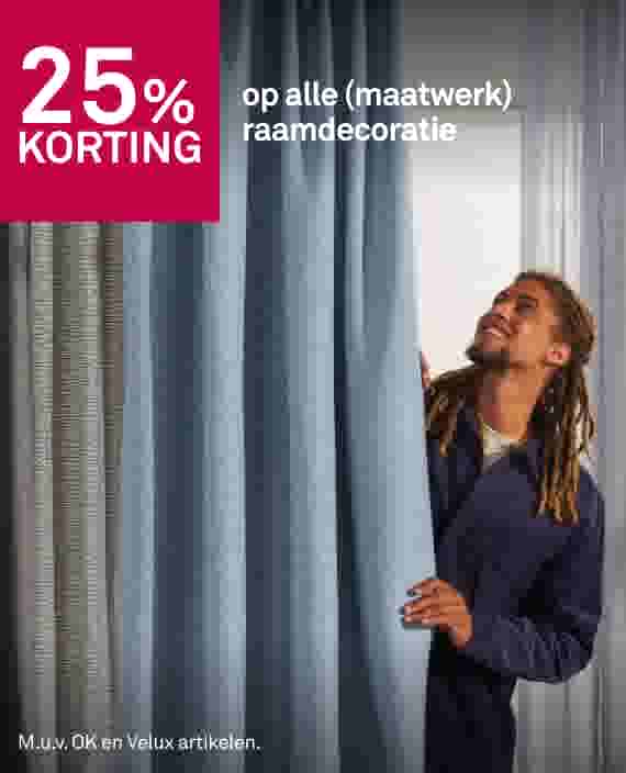 30% korting op alle (maatwerk) raamdecoratie