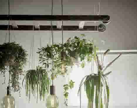 Upcycle een oude ladder als decoratie hanglamp