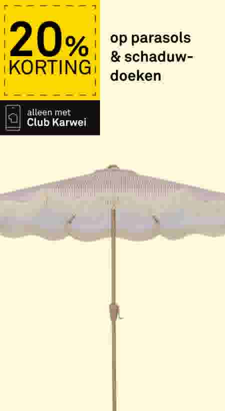 20% korting op parasols & schaduwdoeken