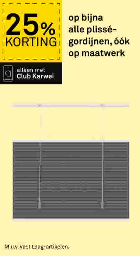 Grijze plissé-gordijn met koordjes, 25% korting via Club Karwei op bijna alle plissé-gordijnen, ook maatwerk.