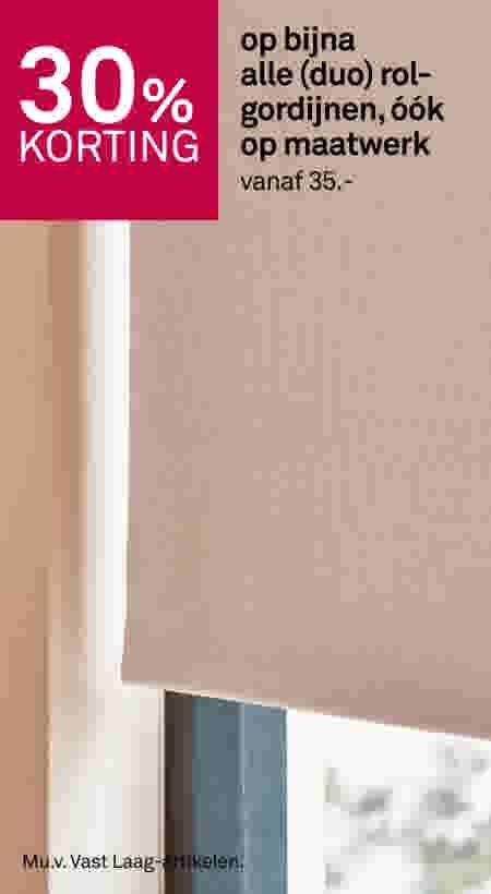 30% korting op bijna alle (duo) rolgordijnen, óók op maatwerk