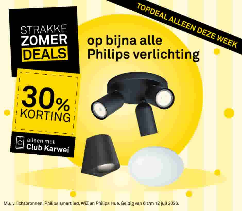 30% korting op bijna alle Philips verlichting 