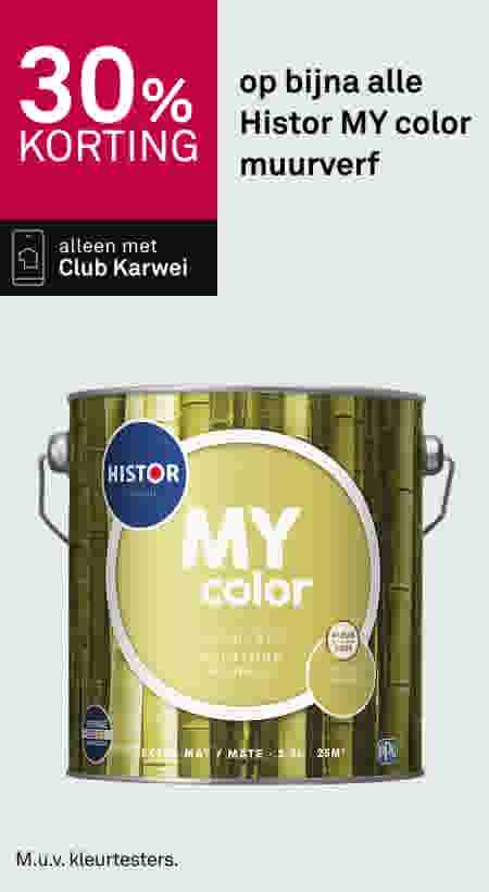 30% korting op bijna alle Histor MY color muurverf