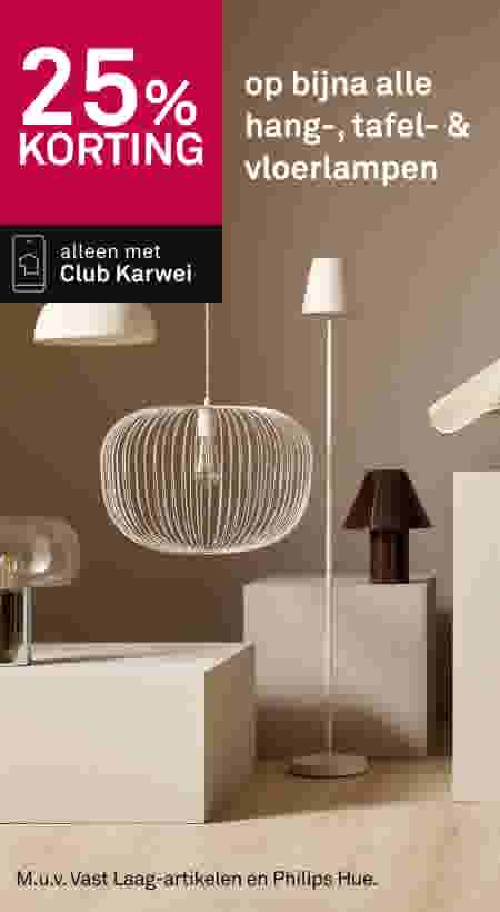 25% korting op bijna alle hang-, tafel- & vloerlampen