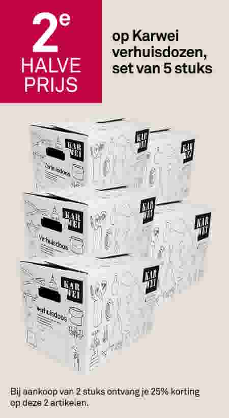 2e halve prijs op de verhuisdoos Karwei 5 stuks