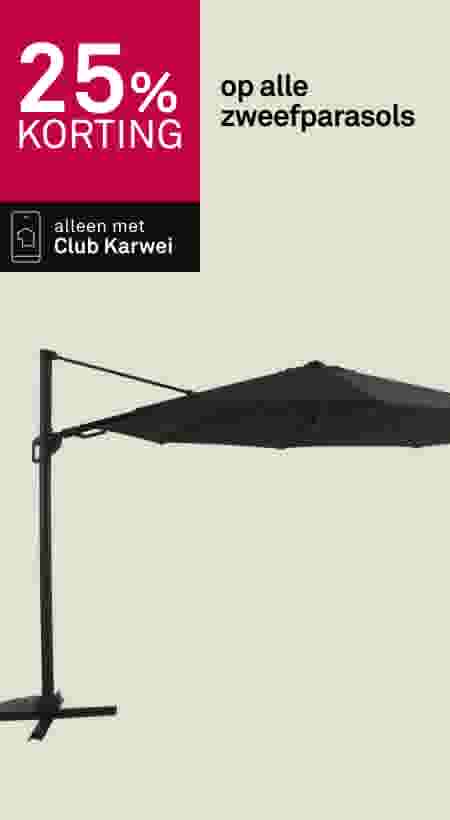 25% korting op alle zweefparasols