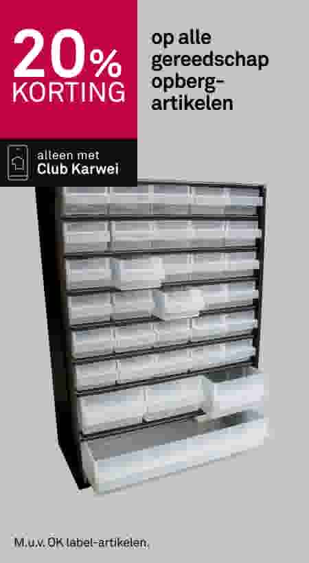 20% korting op alle gereedschap opbergartikelen
