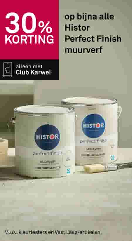 30% korting op bijna alle Histor Perfect Finish muurverf