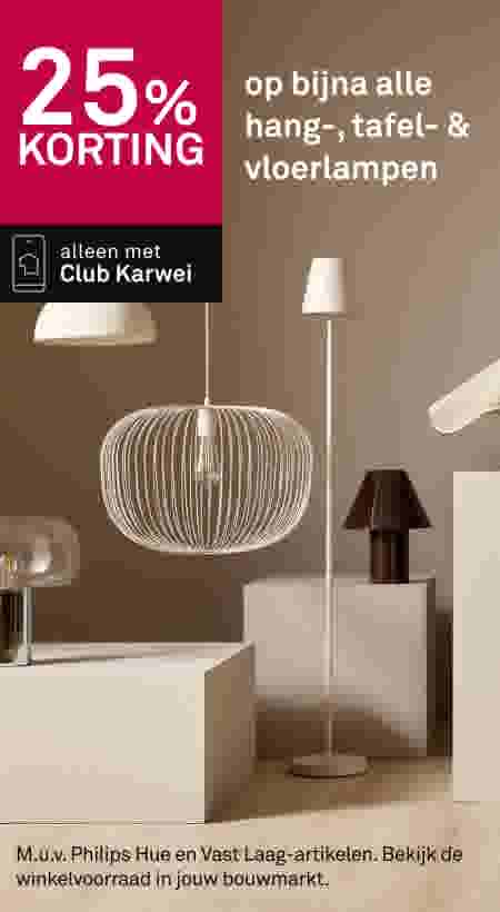 25% korting op bijna alle hang-, tafel- & vloerlampen