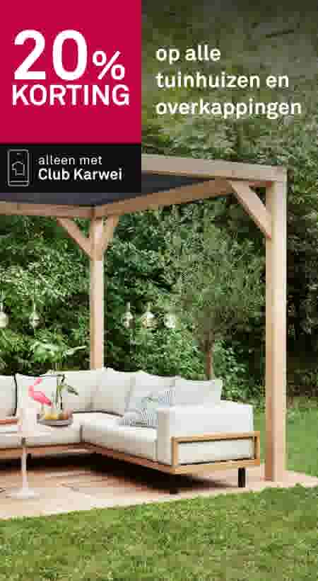 20% korting op alle tuinhuizen en overkappingen