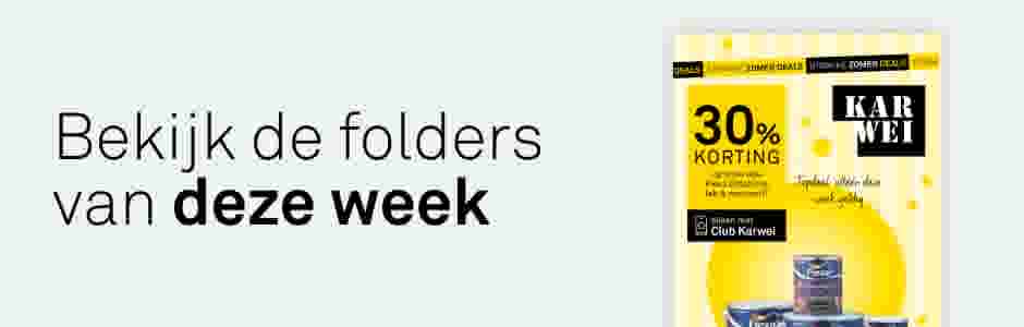 Karwei folder met 40% korting op lattenwanden, alleen met Club Karwei. Tekst: Bekijk de folder van deze week.