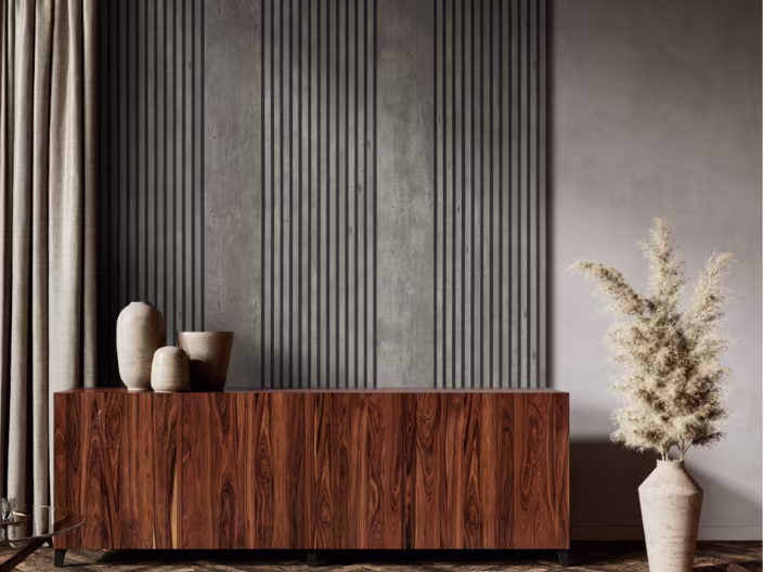 grijze lattenwand in de woonkamer