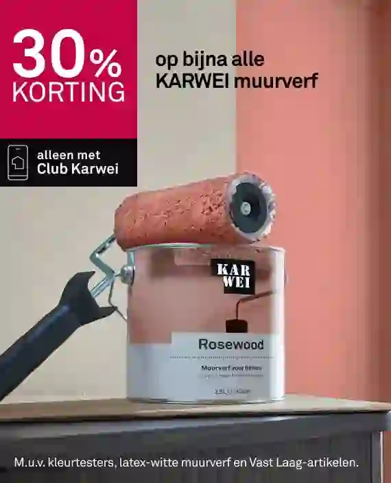 30% korting op bijna alle KARWEI muurverf