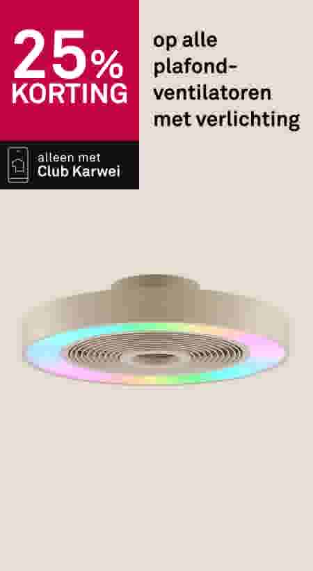 25% korting op alle plafondventilatoren met verlichting