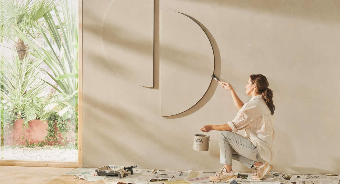 Muuridee houten halve cirkels