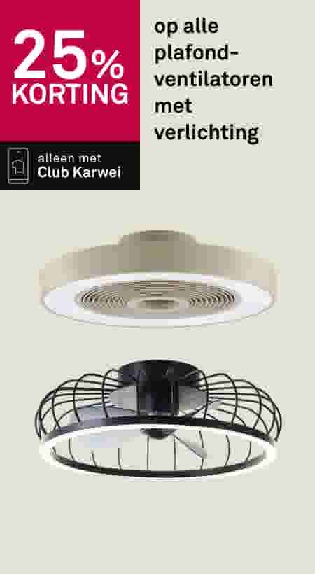 25% korting op alle plafondventilatoren