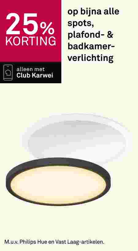 25% korting op bijna alle spots plafond en badkamerverlichting