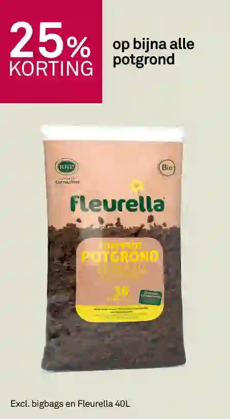 25% korting op bijna alle potgrond