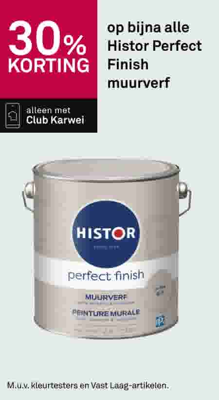 30% korting op bijna alle Histor Perfect Finish muurverf