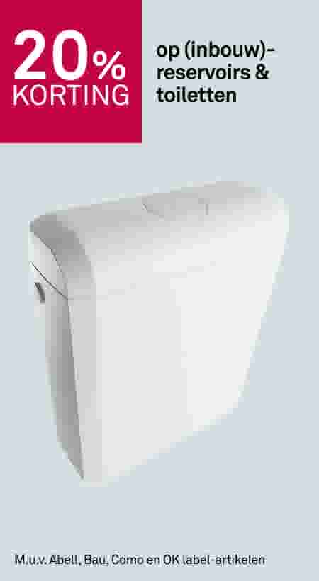 20% korting op (inbouw)-reservoirs & toiletten