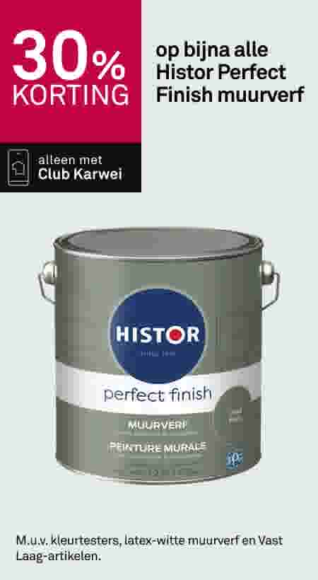 30% korting op bijna alle Histor Perfect Finish muurverf