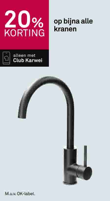 20% korting op bijna alle kranen