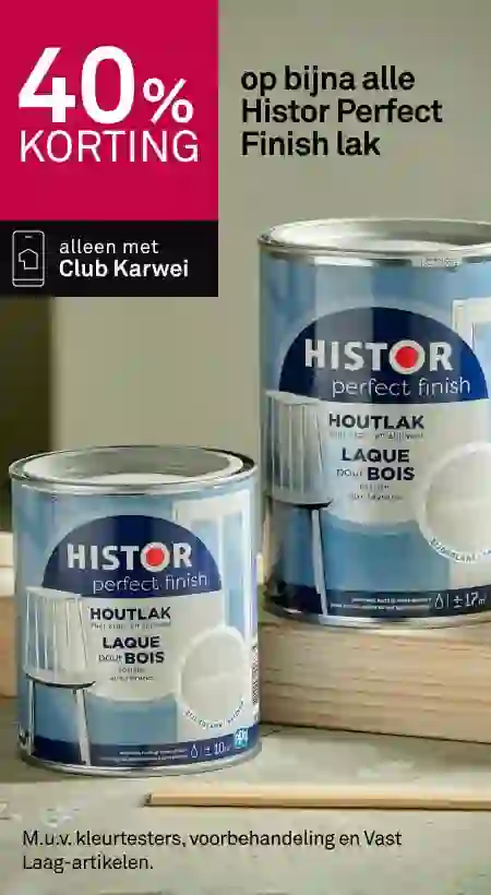 40% korting op bijna alle Histor Perfect Finish lak
