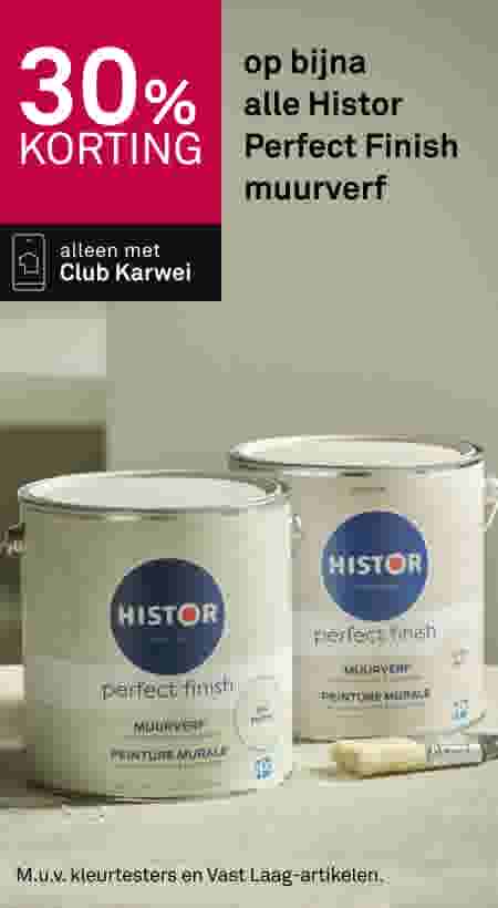 30% korting op bijna  alle Histor Perfect Finish muurverf