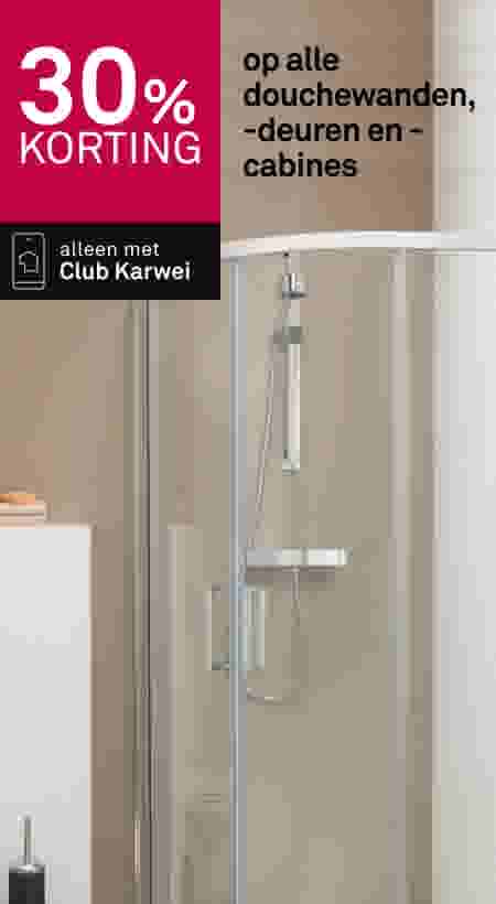 30% korting op alle douchewanden, -deuren en -cabines