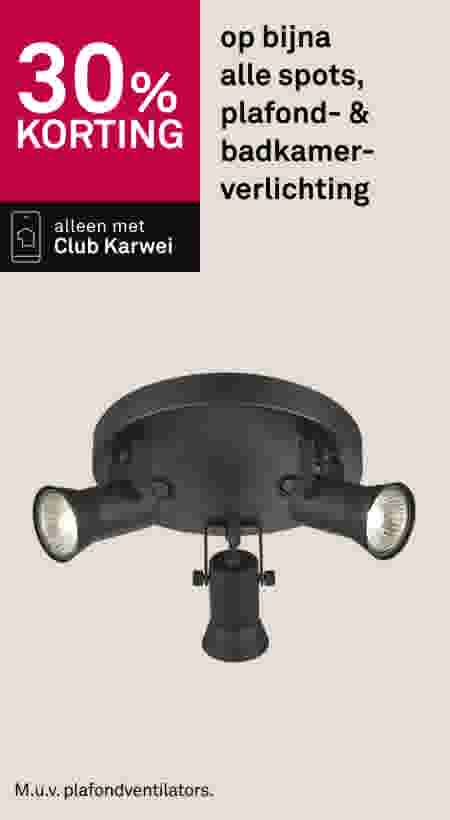 30% korting op bijna alle spots, plafond- & badkamerverlichting