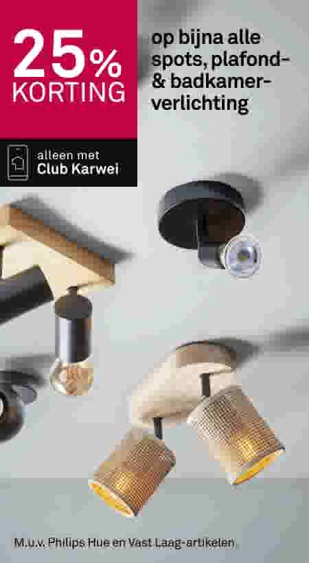25% korting op bijna alle spots, plafond- & badkamerverlichting