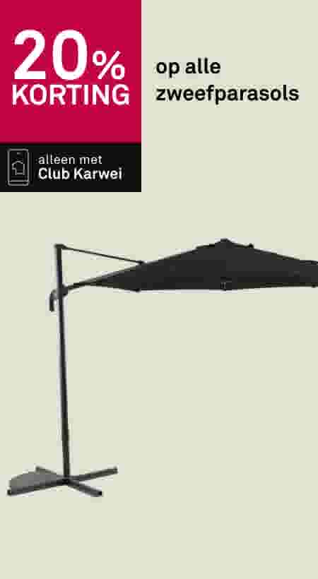 20% korting op alle zweefparasols