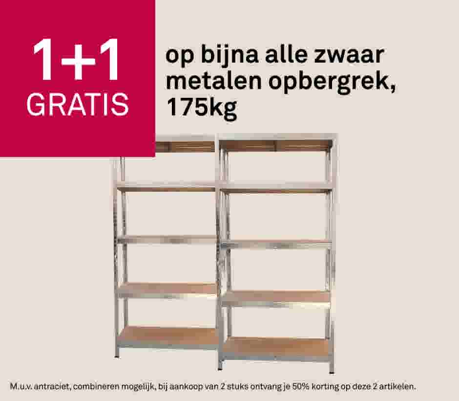 1+1 gratis op zwaar metalen opbergrek, 175kg