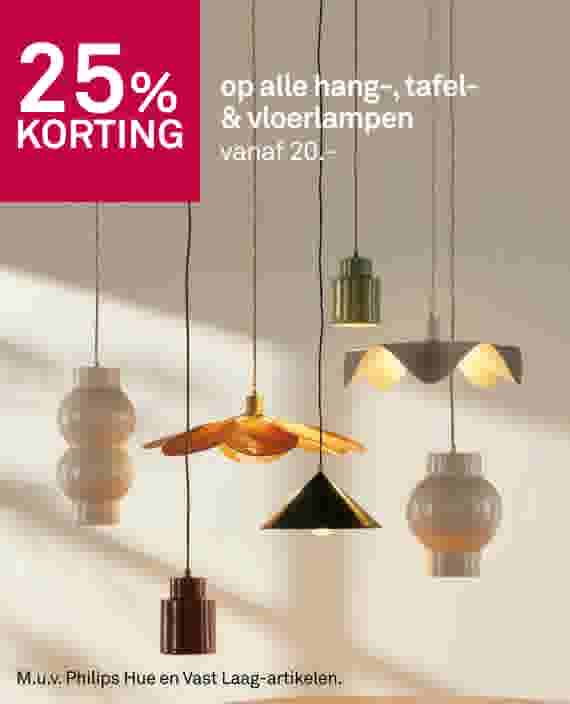 25% korting op alle hang-, tafel- & vloerlampen