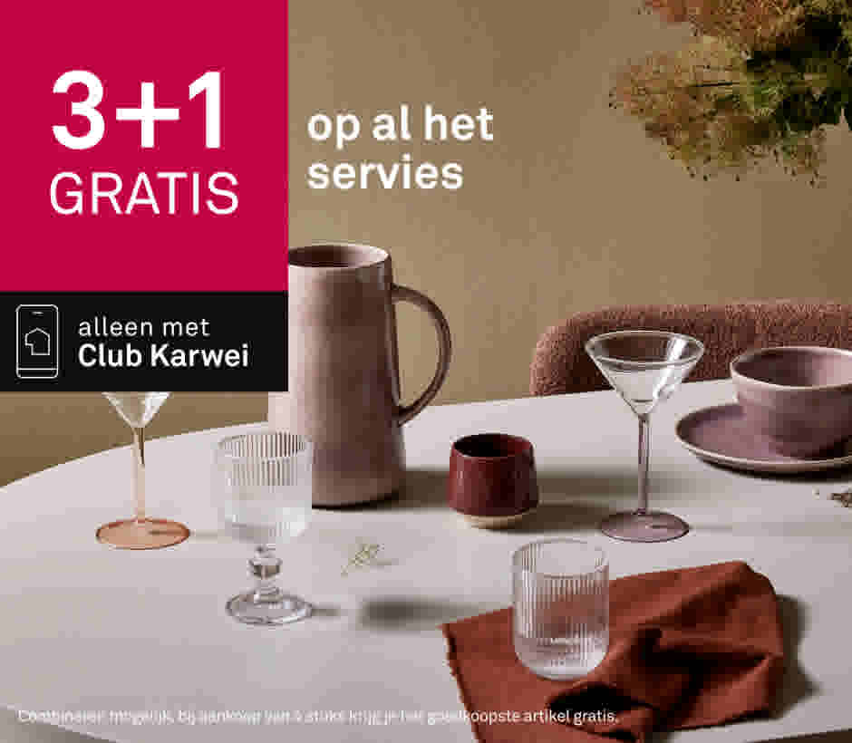 3+1 gratis op al het servies