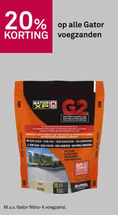 20% korting op alle Gator voegzanden