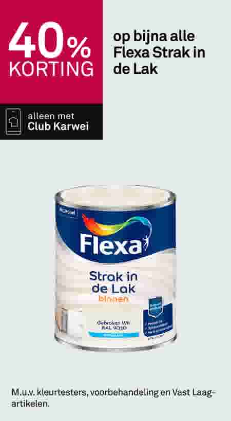 40% korting op bijna alle Flexa Strak in de Lak