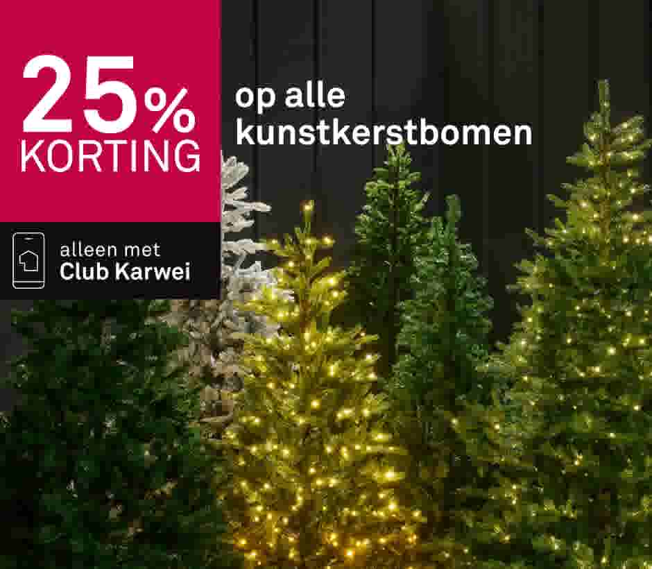 25% korting op alle kunstkerstbomen
