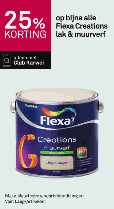 25% korting op bijna alle Flexa Creations lak & muurverf