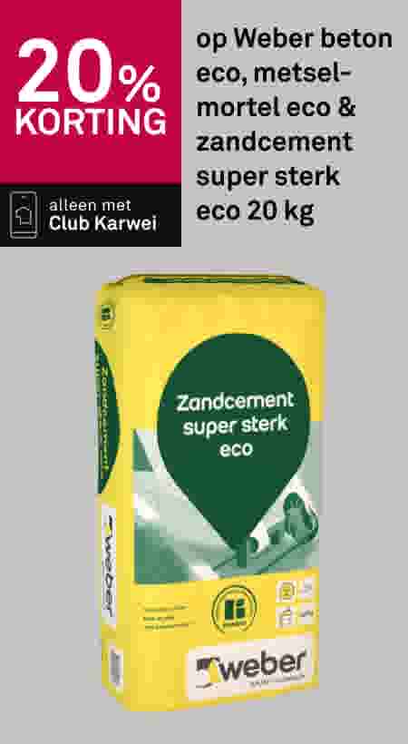 20% korting op Weber beton eco, metselmortel eco & zandcement super sterk eco 20 kg