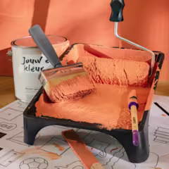 schildersbenodigdheden: kwast, roller, verfbakje