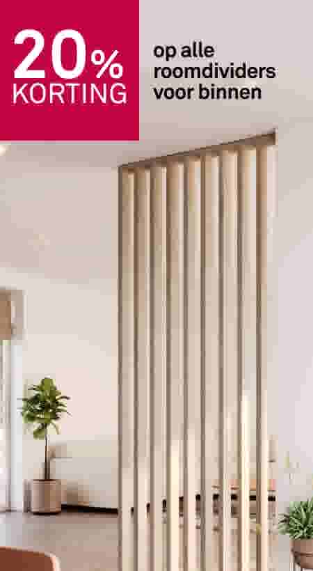 20% korting op alle roomdividers voor binnen