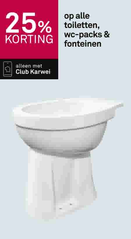 25% korting op alle toiletten, wc-packs & fonteinen