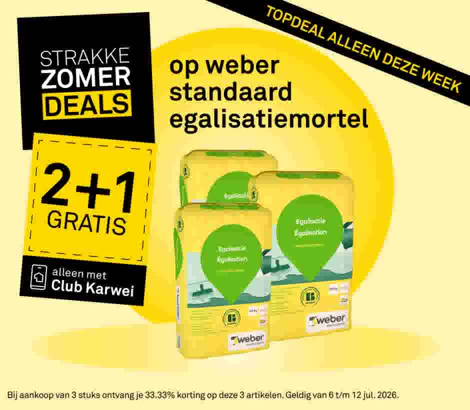 2+1 Gratis op weber standaard egalisatiemortel 