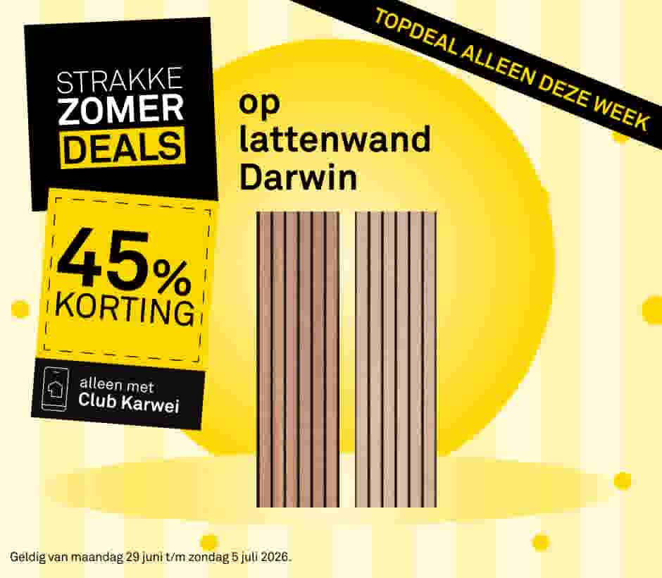 45% korting op lattenwand Darwin