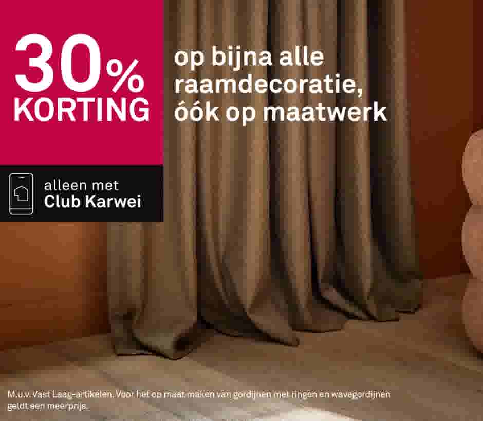 30% korting op bijna alle raamdecoratie, óók op maatwerk