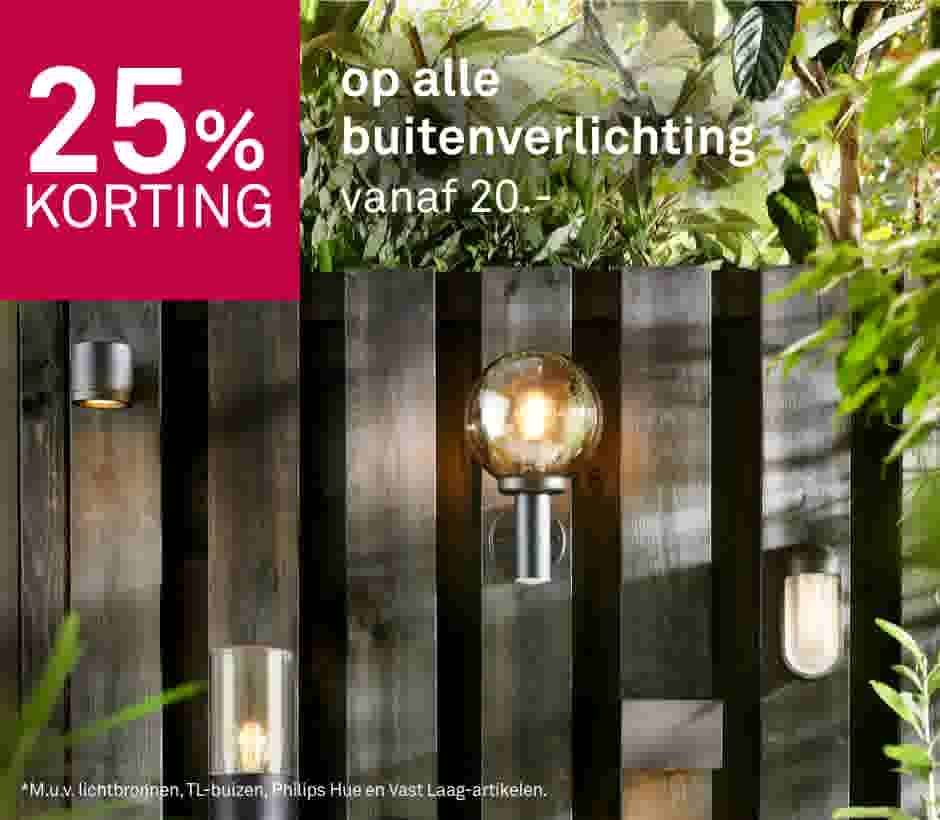 25% korting op alle buitenverlichting