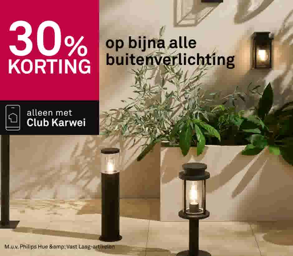 30% korting op bijna alle buitenverlichting