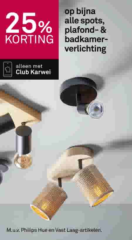 25% korting op bijna alle spots, plafond- & badkamerverlichting